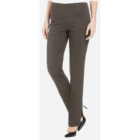 JM Collection BROWN CLAY Women's Size M Studded Pull-on Tummy Control Pants NWT. - Picture 1 of 9